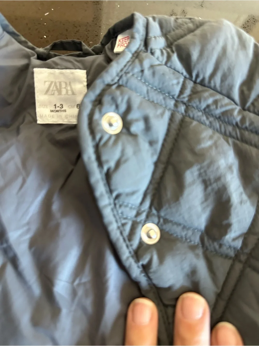 Zara Kids Quilted Steel Blue Puffer Jacket